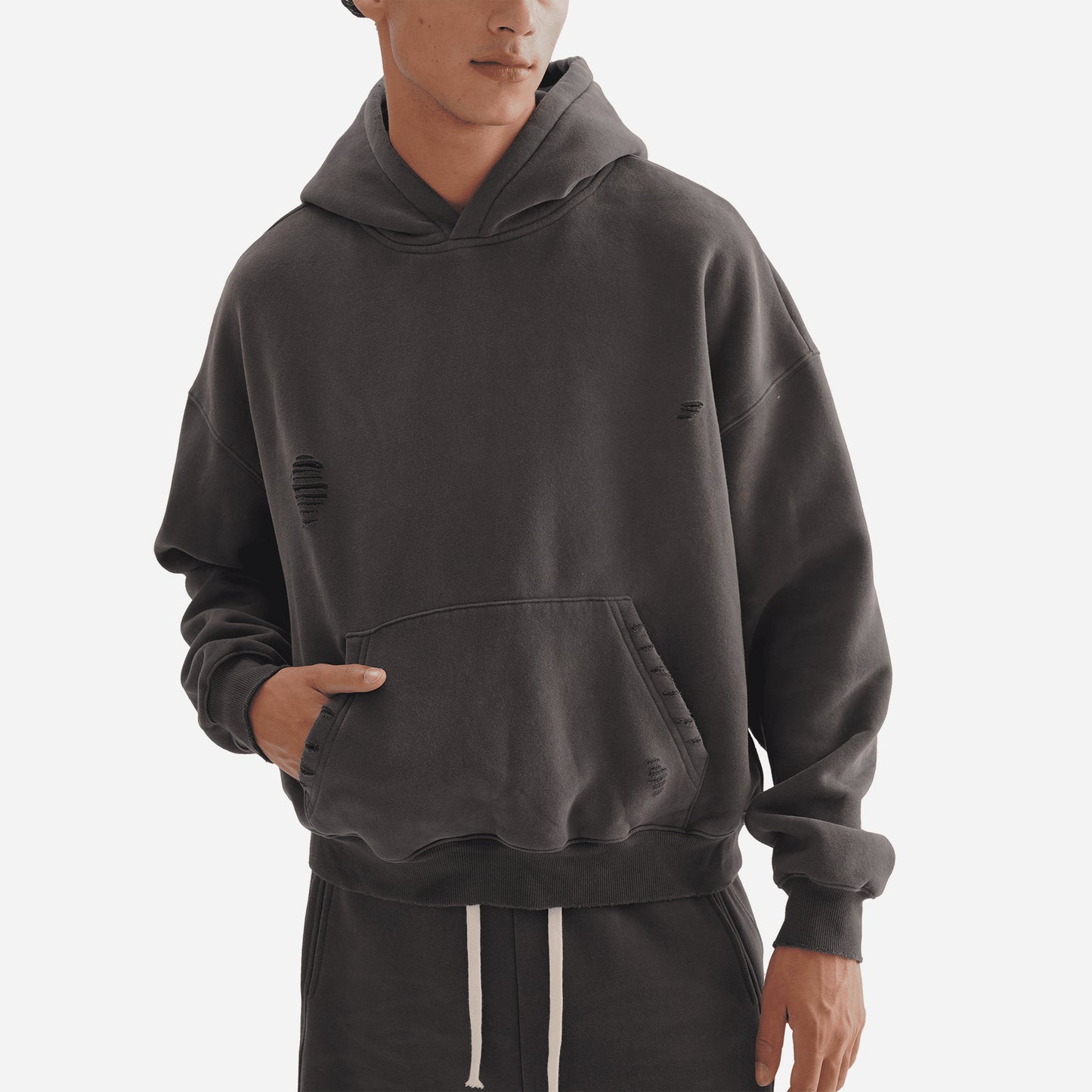 FRAYED BOXY HOODIE
