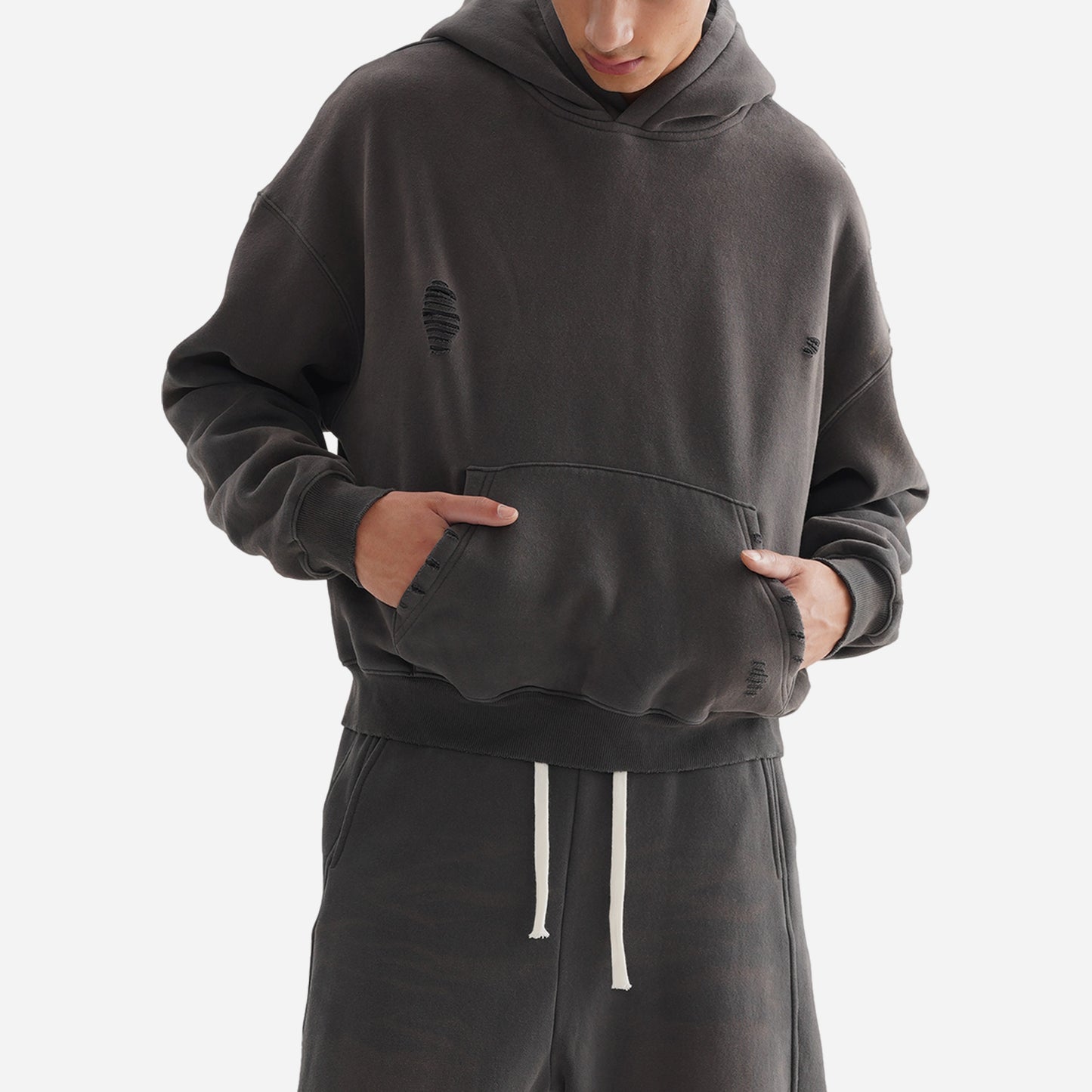 FRAYED BOXY HOODIE