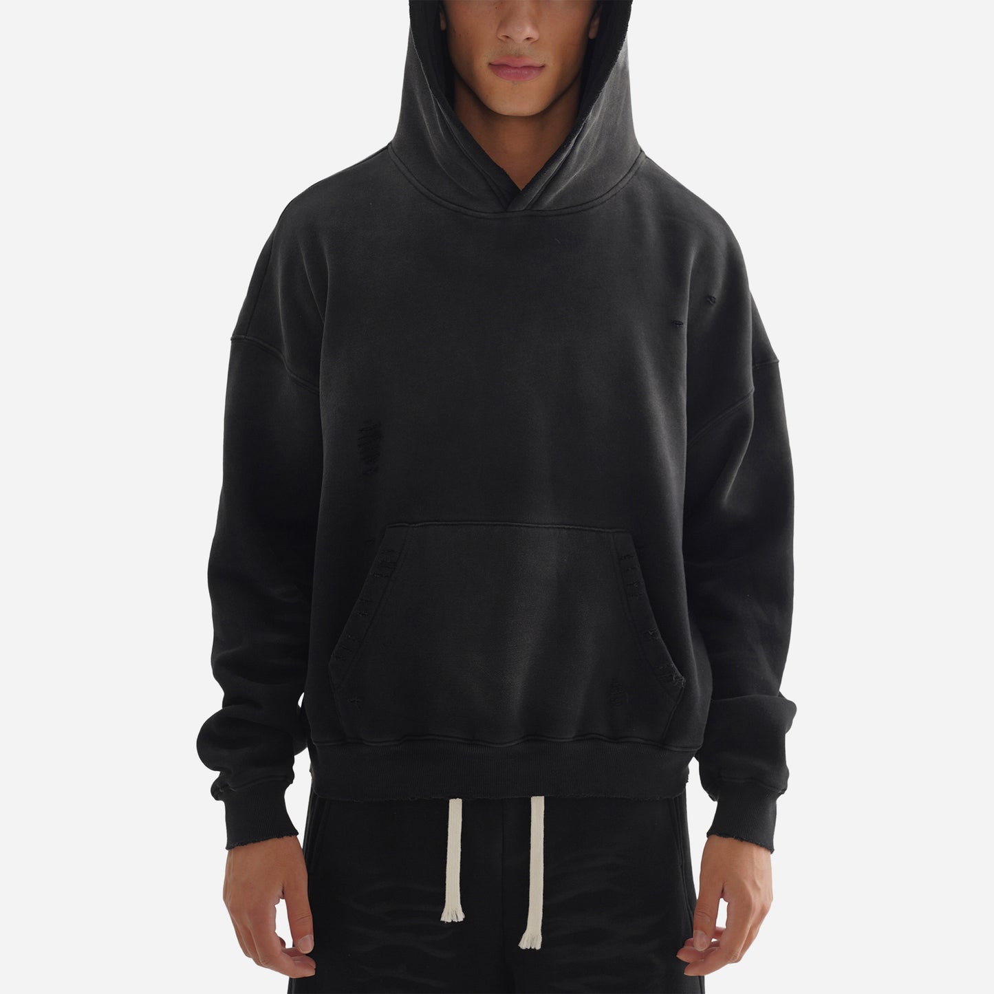 FRAYED BOXY HOODIE