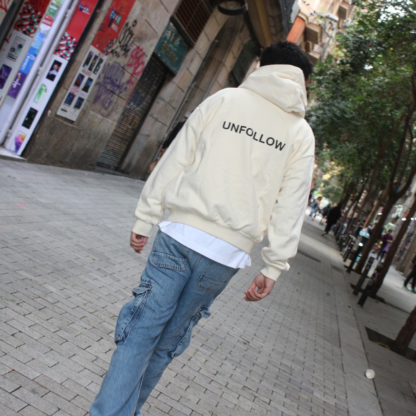 UNFOLLOW FLEECE HOODIE BONE WHITE