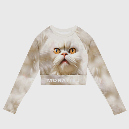 GOD IS A CAT LONG SLEEVE CROP TOP