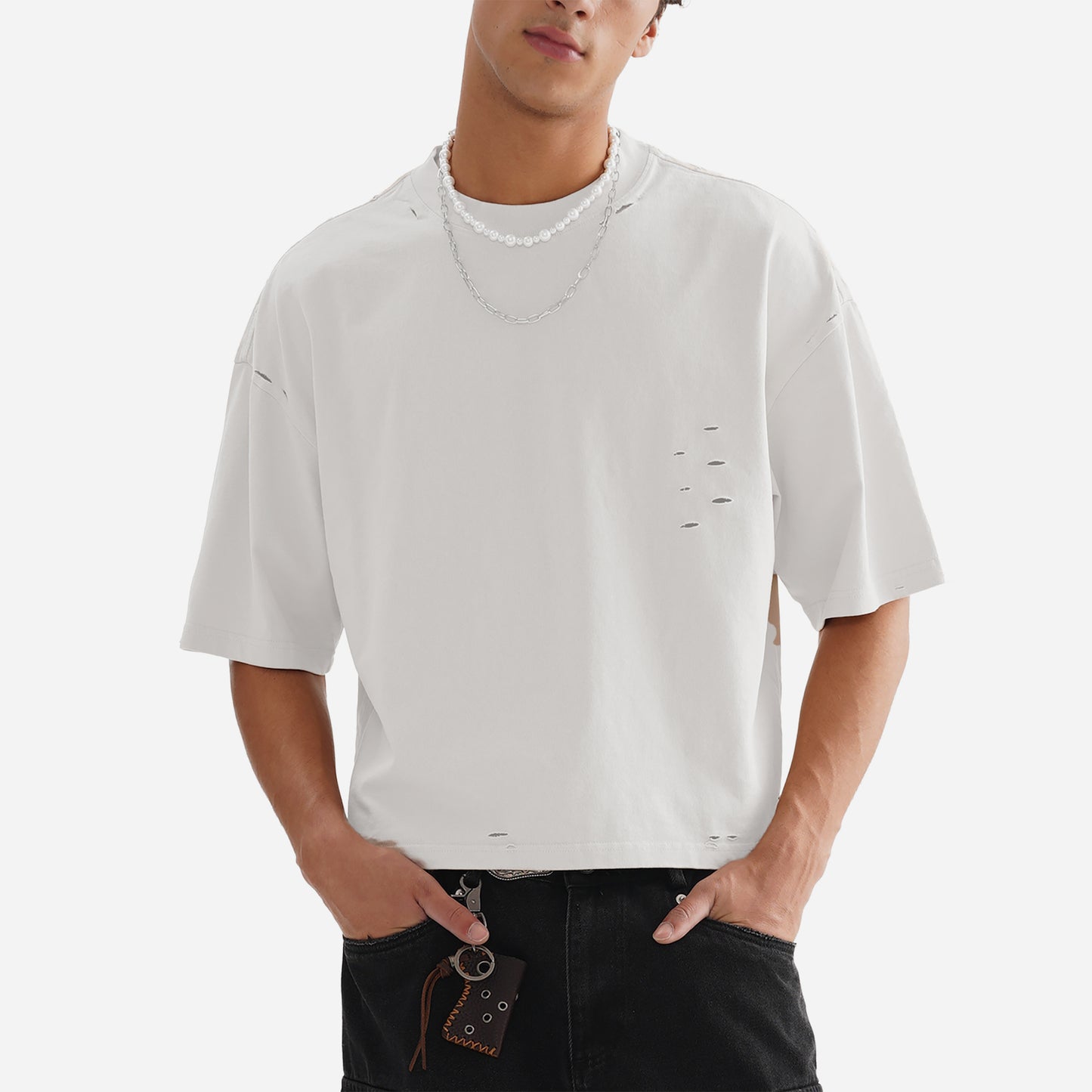 CLASSIC FRAYED BOXY TEE - WHITE