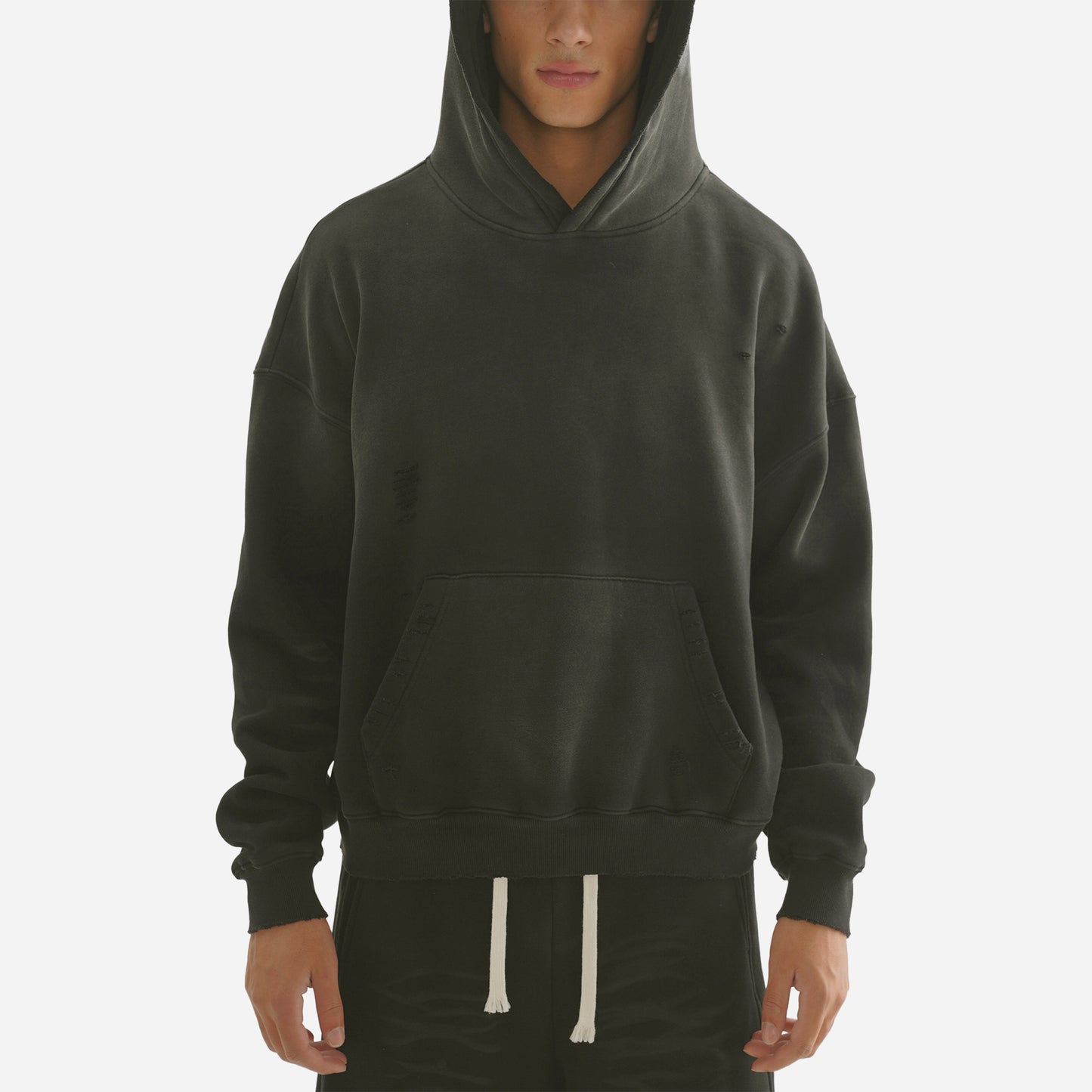 FRAYED BOXY HOODIE