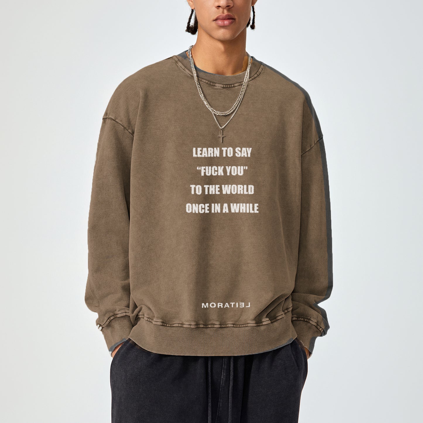 GRANDMAS ADVICES SWEATSHIRT - STONE GRAY