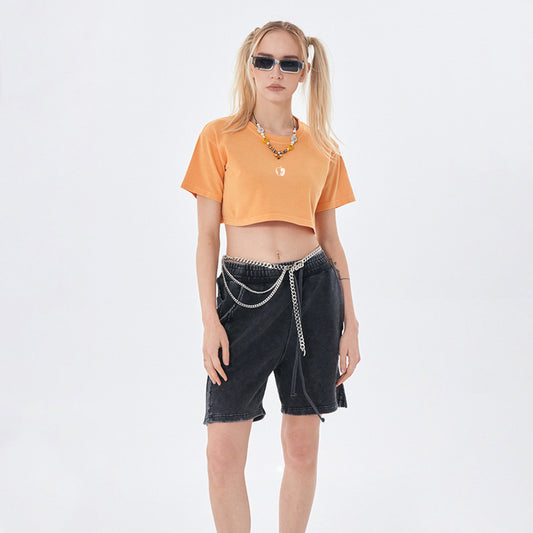 WASHED CROP TOP WITH MORATIEL LOGO