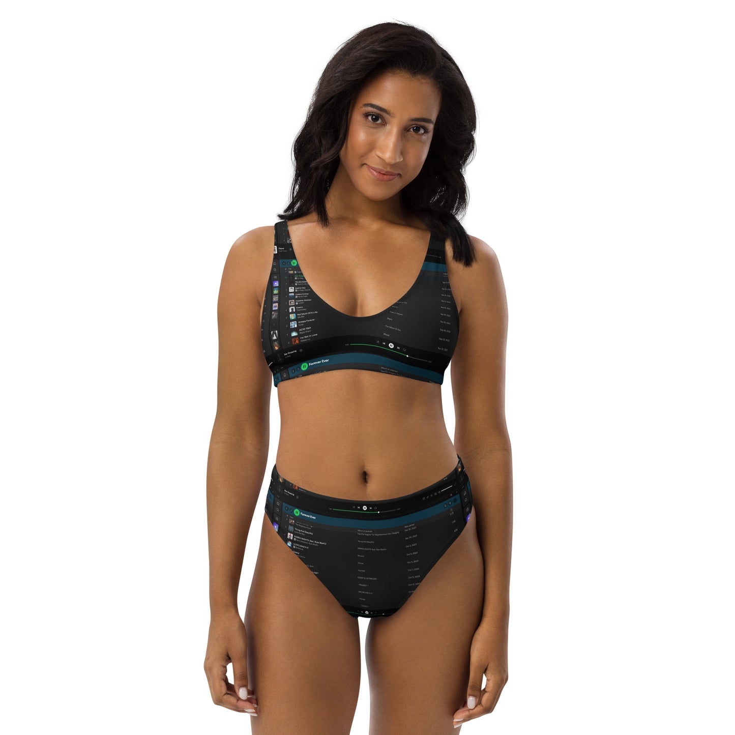 RECYCLED HIGH-WAISTED BIKINI WITH A PLAYLIST