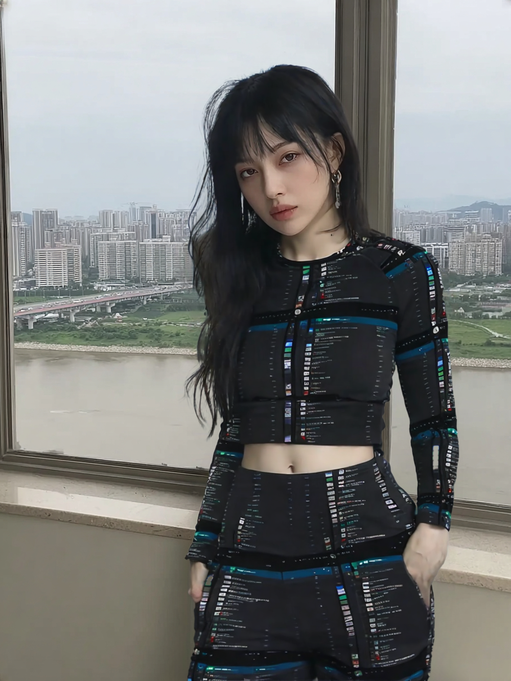 LONG-SLEEVE CROP TOP WITH A PLAYLIST