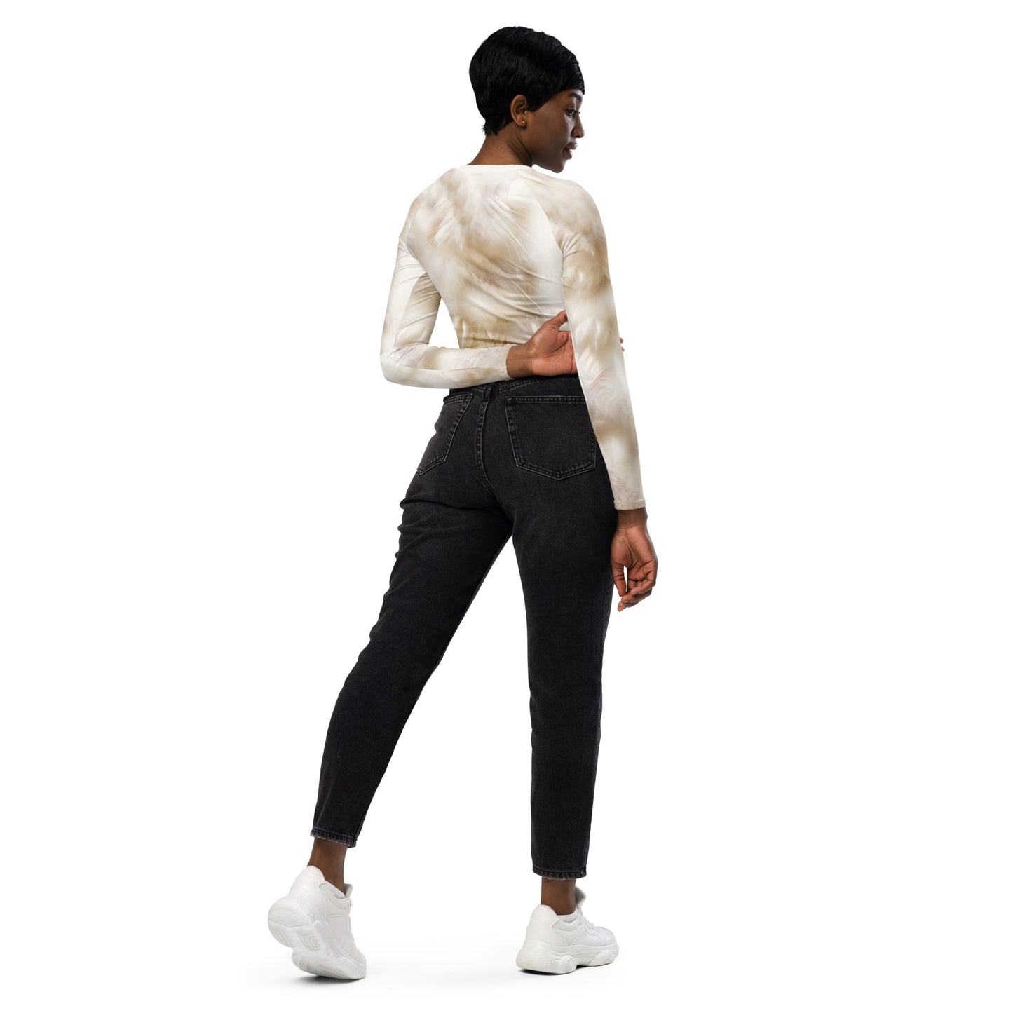 GOD IS A CAT LONG SLEEVE CROP TOP