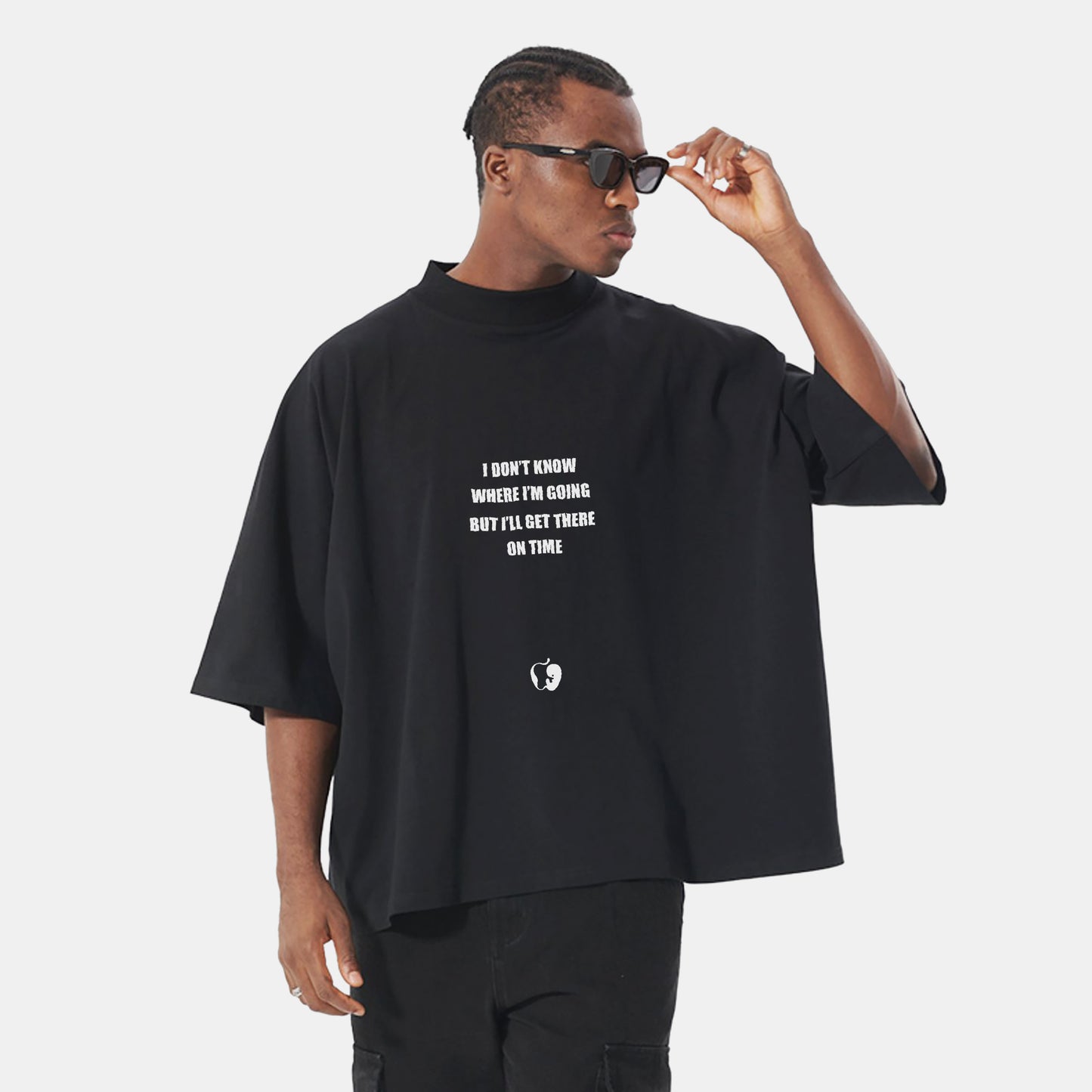 CUT BOXY TEE - BLACK
